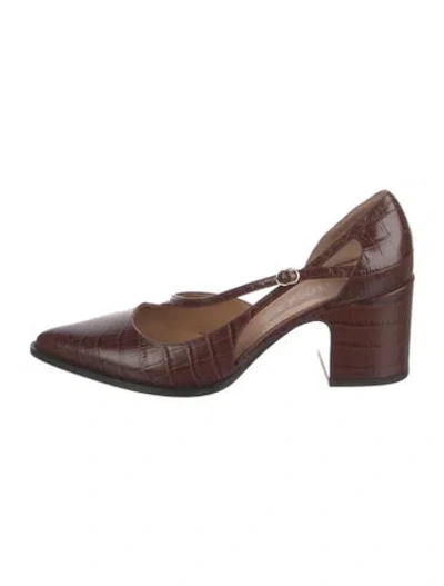Pre-owned Nomasei Embossed Leather D'orsay Pumps In Brown
