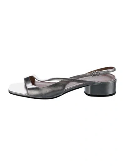 Pre-owned Nomasei Leather Slingback Sandals In Silver