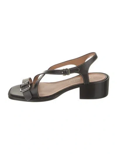 Pre-owned Nomasei Leather Slingback Sandals W/ Tags In Black