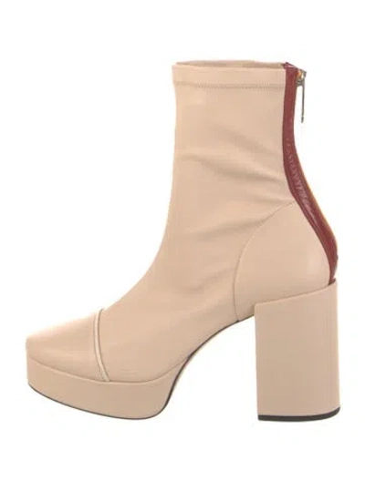 Pre-owned Nomasei Leather Sock Boots In Neutral