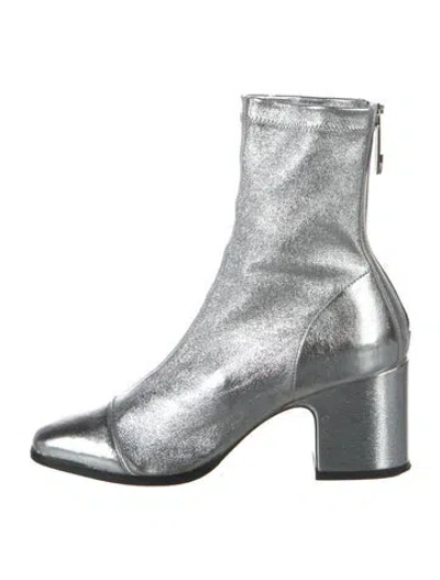 Pre-owned Nomasei Leather Sock Boots In Silver