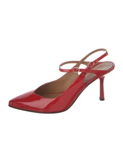 Pre-owned Nomasei Patent Leather Slingback Pumps In Red
