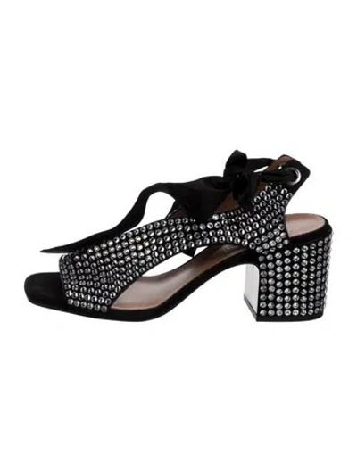 Pre-owned Nomasei Suede Crystal Embellishments Pumps In Black
