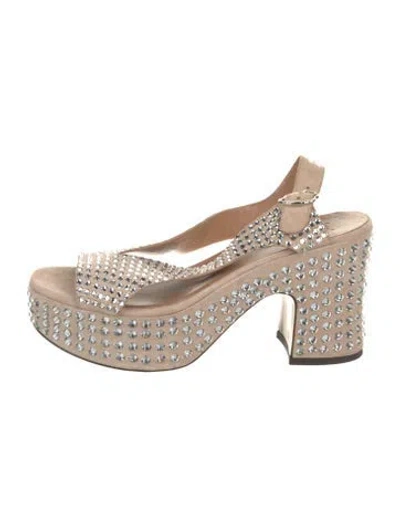 Pre-owned Nomasei Suede Patterned T-strap Sandals In Neutral