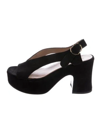 Pre-owned Nomasei Suede Slingback Pumps In Black