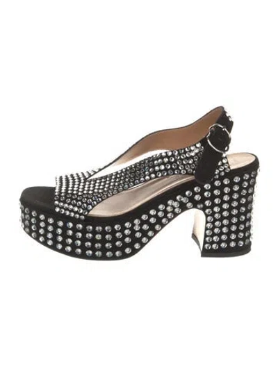 Pre-owned Nomasei Suede Slingback Sandals In Black