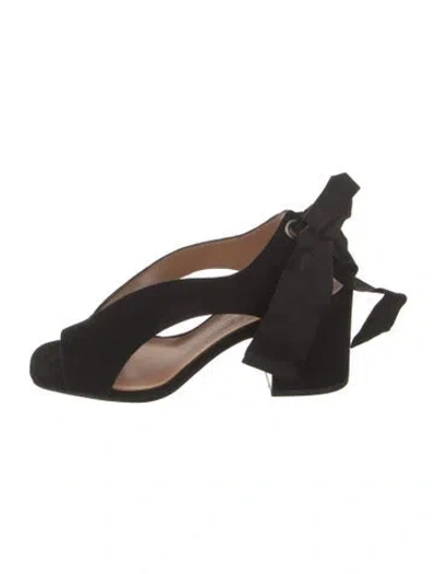 Pre-owned Nomasei Suede Slingback Sandals In Black
