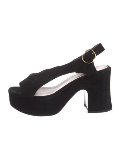 Pre-owned Nomasei Suede Slingback Sandals In Black
