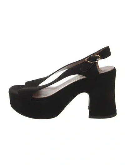 Pre-owned Nomasei Suede Slingback Sandals In Black