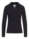 Nome By Gransasso Long-sleeved Wool Polo Shirt In Black