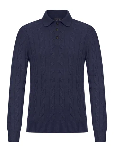 Nome By Gransasso Polo Shirt With Woven Pattern In Blue