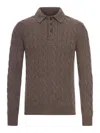Nome By Gransasso Polo Shirt With Woven Pattern In Brown