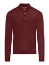 Nome By Gransasso Thin Knit Polo Shirt In Red