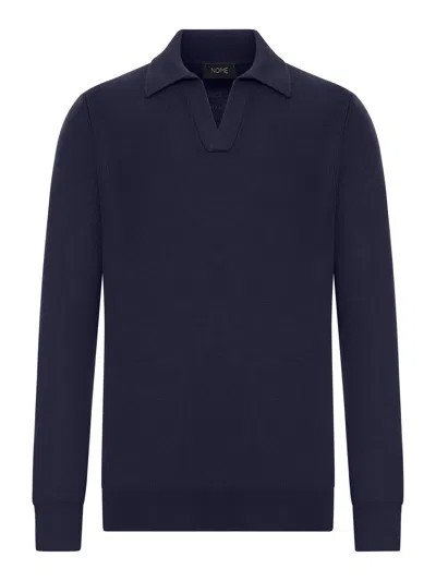 Nome By Gransasso V-neck Polo Shirt In Blue