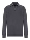 Nome By Gransasso V-neck Polo Shirt In Gray