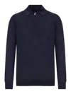 Nome By Gransasso Wool Zip-up Polo In Blue