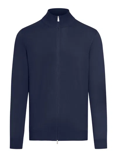 Nome Cotton Cardigan With Zip In Blue