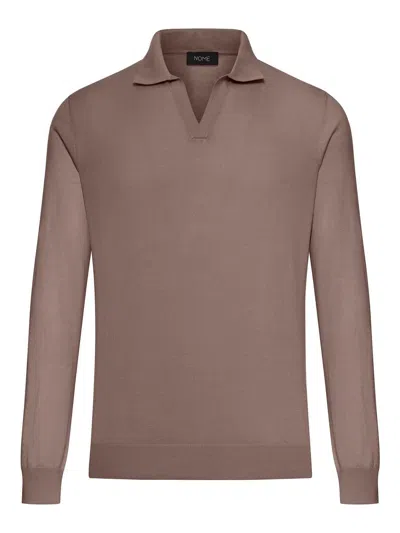 Nome Cotton Knitted Tennis Polo In Brown