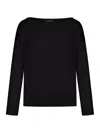 Nome Cotton Sweater With Boat Neck In Black