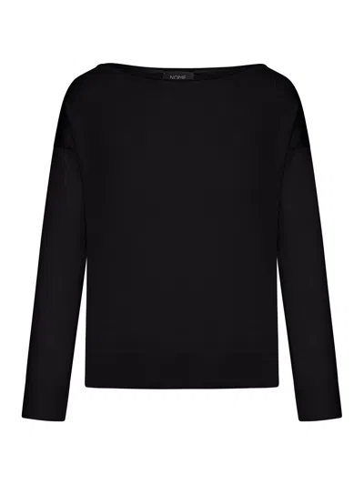 Nome Cotton Sweater With Boat Neck In Black