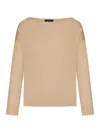 Nome Cotton Sweater With Boat Neck In Nude & Neutrals