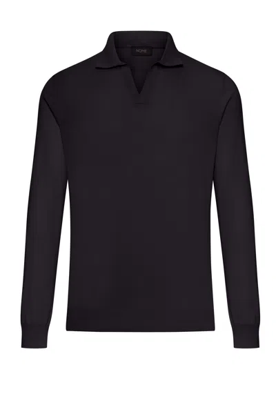 Nome G Cotton Knitted Tennis Polo In Black