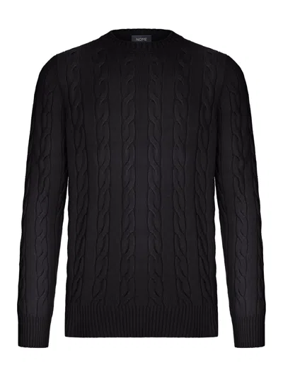 Nome G Crew Neck Cable Knit Sweater In Black