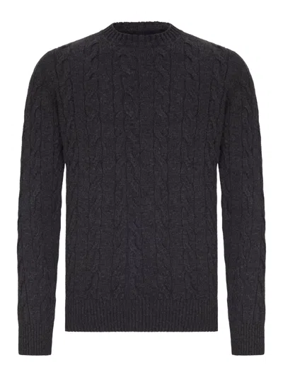 Nome G Crew Neck Cable Knit Sweater In Grey