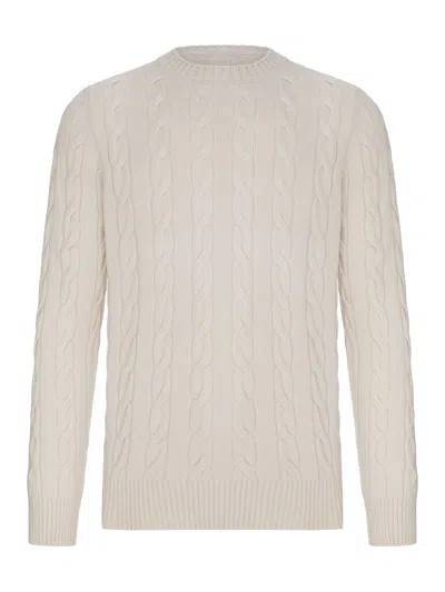 Nome G Crew Neck Cable Knit Sweater In Nude & Neutrals