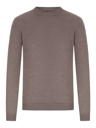 Nome G Crew Neck Sweater In Fine Knit In Brown