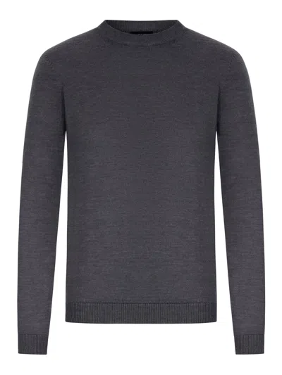 Nome G Crew Neck Sweater In Fine Knit In Grey