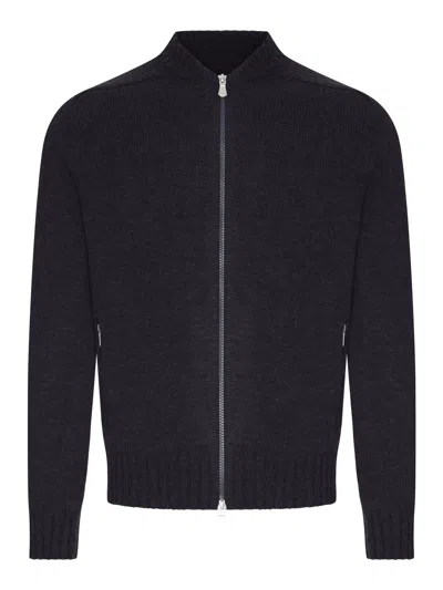 Nome G Full-zip Wool Knit Cardigan In Black