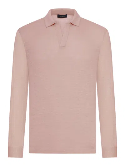 Nome G Long-sleeved Linen Polo Shirt In Nude