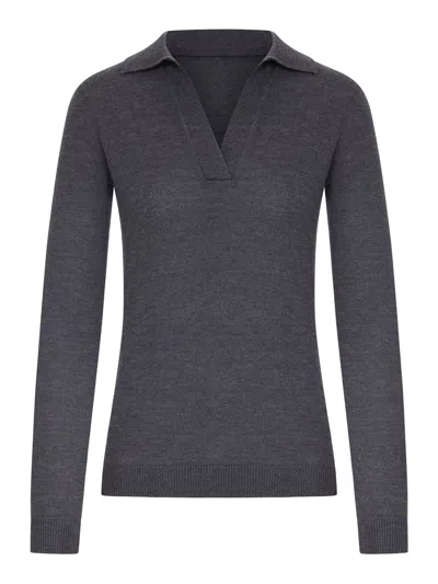 Nome G Long-sleeved Wool Polo Shirt In Grey