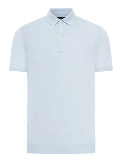 Nome G Short-sleeved Cotton Tennis Polo In Blue