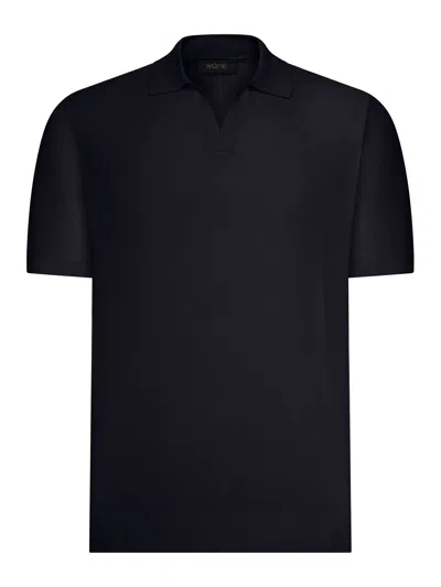 Nome G Short-sleeved Silk And Cotton Polo Shirt In Blue