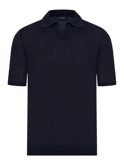 Nome G Silk V-neck Polo Shirt In Blue