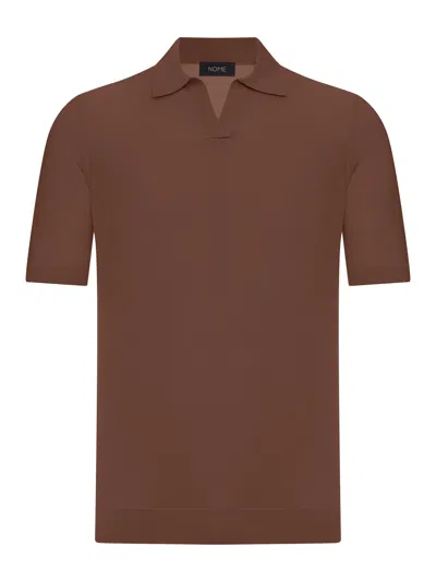 Nome G Silk V-neck Polo Shirt In Brown