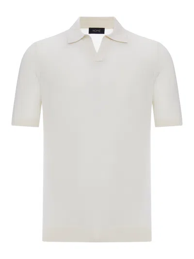 Nome G Silk V-neck Polo Shirt In Nude & Neutrals