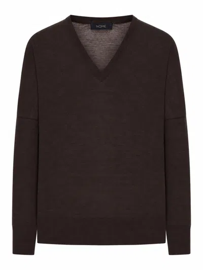 Nome G V-neck Wool Sweater In Animal Print