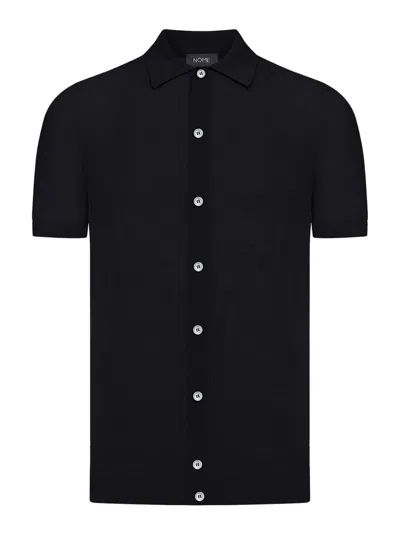 Nome Lightweight Perforated Knit Shirt In Black