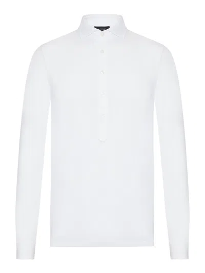 Nome Long Sleeved Polo Shirt In Cotton Piquet In White