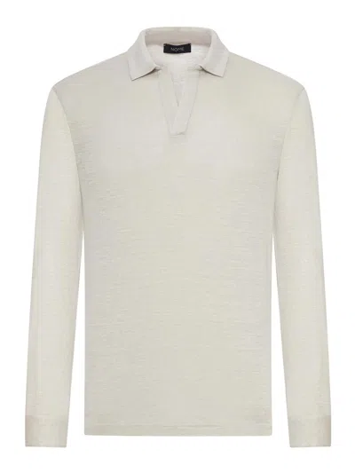 Nome Long-sleeved Linen Polo Shirt In Neutral