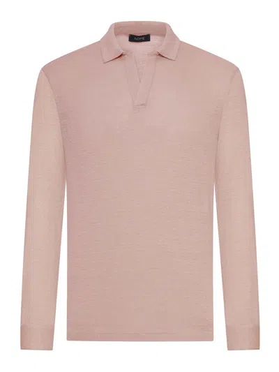 Nome Long-sleeved Linen Polo Shirt In Neutral