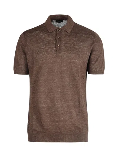 Nome Linen Polo In Brown