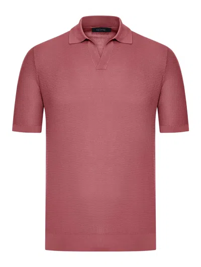 Nome Short Sleeve Cotton Polo In Nude & Neutrals