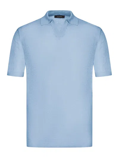 Nome Short Sleeve Linen Polo In Blue