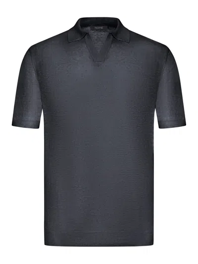Nome Short Sleeve Linen Polo In Grey