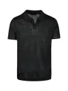 Nome Short-sleeved Linen Polo In Black