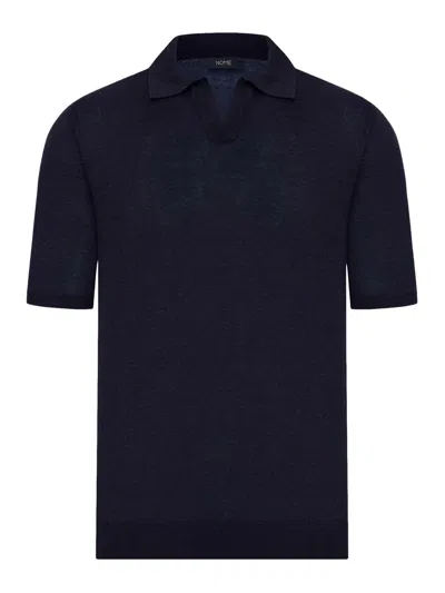 Nome Silk V-neck Polo Shirt In Blue